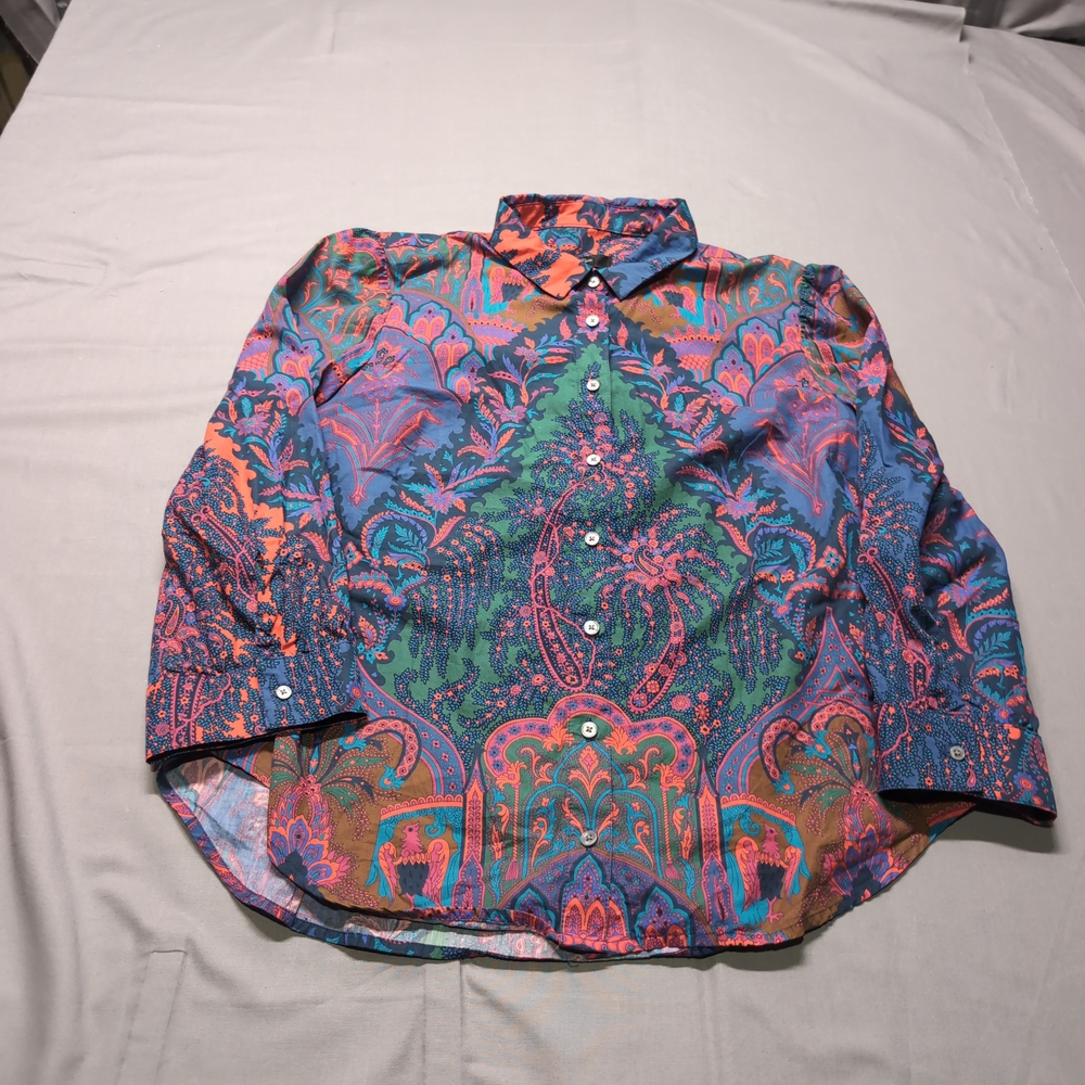 J. Crew Womens Multicolor Paisley Button Down Shirt Size 10